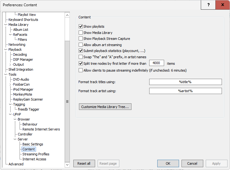 foorbar2000 UPnP/DLNA Renderer, Server, Control Point/Content